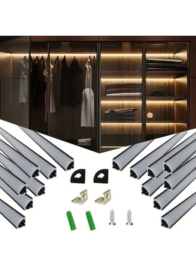 15Pcs 1M 10x10mm Slender Triangular LED Channel System Black Aluminum White Cover - Image 1