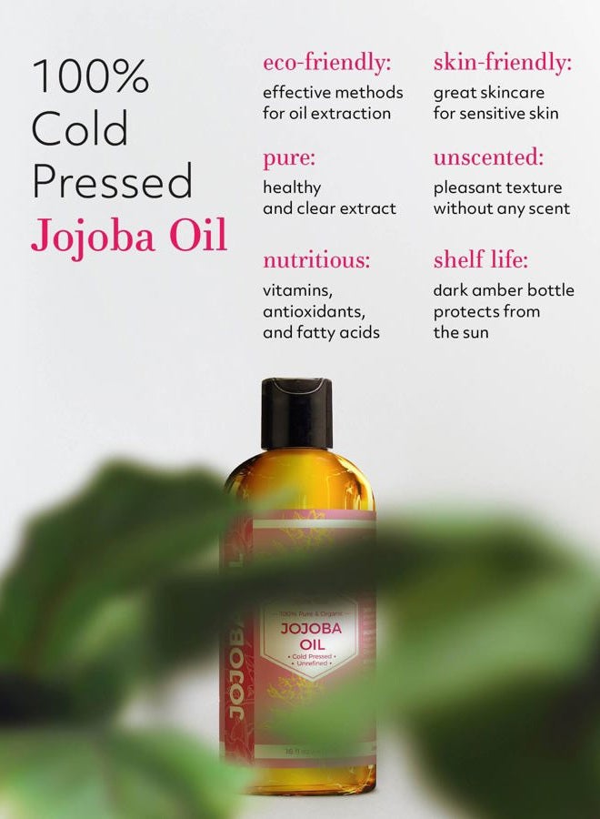 Leven Rose Jojoba Oil , Pure Cold Pressed Natural Unrefined Moisturiser for Skin Hair and Nails 470ml - Image 2