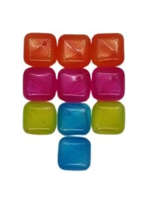 Reusable Plastic Ice Cube Ice Cube Molds & Trays| Filled with purified water (assorted colors, pack of 10) (cube shape)