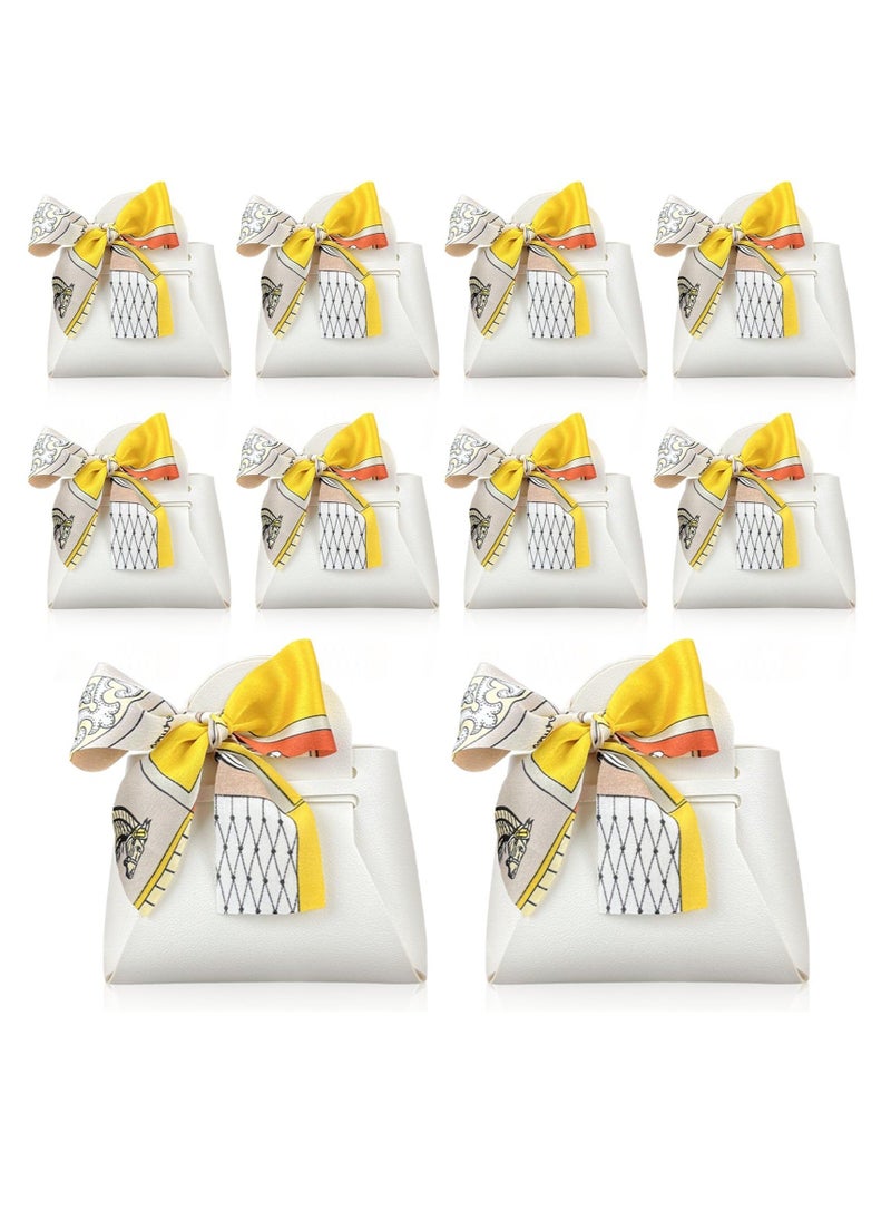Y&D - Exquisite White Gift Boxes, 10 Pack Small Party Favor Boxes Reusable Leather candy for Newborn Baby Shower Birthday Wedding Party, Bomboniere Decoration - Image 1