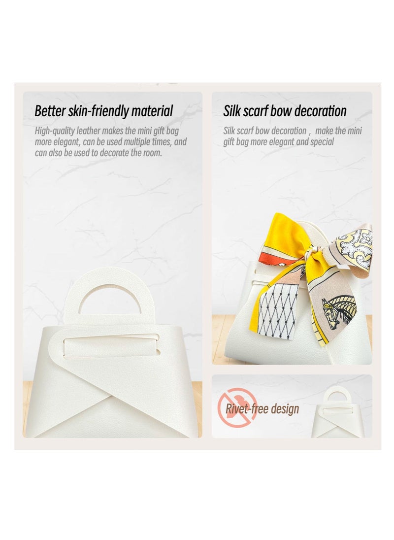 Y&D - Exquisite White Gift Boxes, 10 Pack Small Party Favor Boxes Reusable Leather candy for Newborn Baby Shower Birthday Wedding Party, Bomboniere Decoration - Image 1