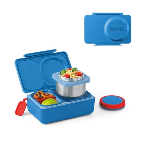 Omie OmieBox UP bento Box for Kids | Insulated Lunch Box | Leak Proof Vacuum Insulated Thermal Food jar | Cooler ice Pack | 2 Compartments (Cosmic Blue) - Image 1