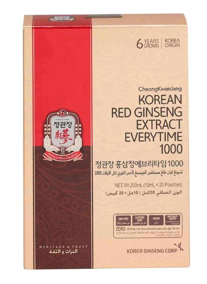 Korean Red Ginseng Everytime1000 - 10Ml x 20 Pouches - pzsku/ZF8102831D85A353CB8ABZ/45/_/1724659141/fa81abae-fe33-4dd1-9953-dc299e188b0e