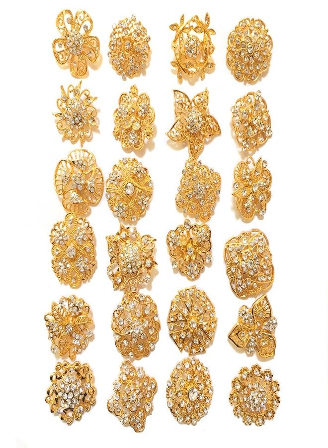 Ezing Lot 24pc Shining Rhinestone Crystal Brooches Pins DIY Wedding Bouquet Kit (J) - Image 1