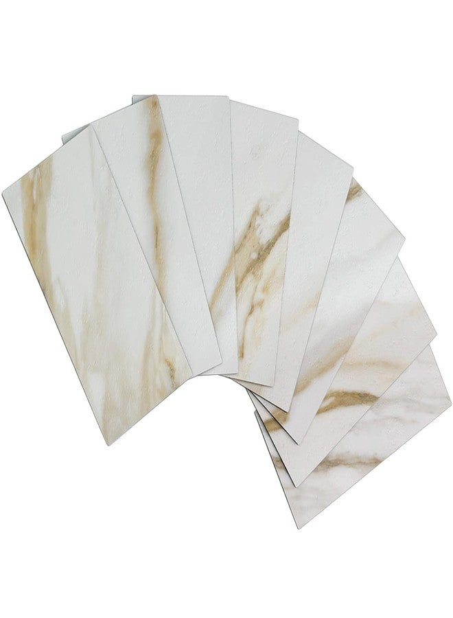 AULIGET 4-Piece Calacatta Gold Marble Look Peel and Stick Backsplash Wall Tiles, 3" x 6" Faxu Stone PVC Stick on Tile for Backsplash Kitchen, Bathroom, Laundry Room, Camper, Fireplace - Image 1