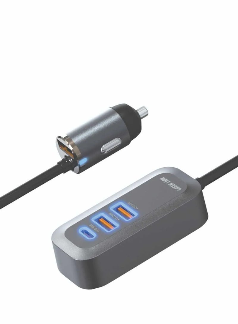 GREEN LION Triple QC & PD 100W Car Charger Fast Charging Innovative Design with 3 USB Ports & Overheat Protection - Black - Image 1