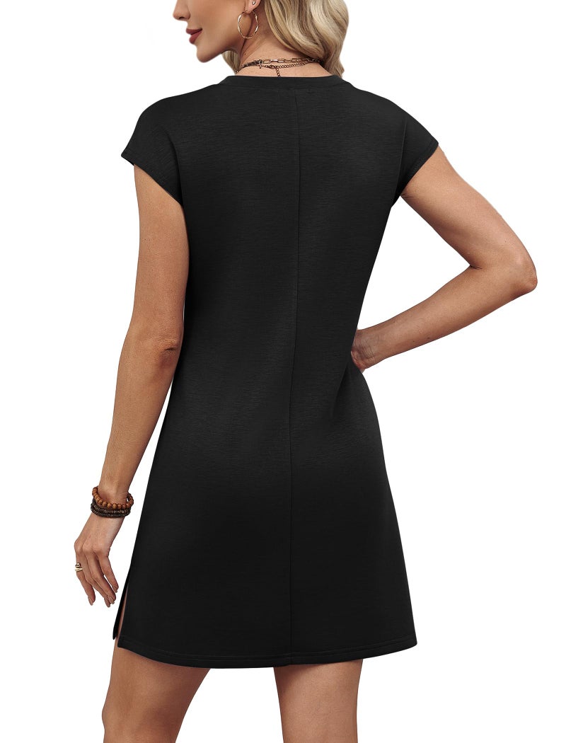 Sampeel Dresses for Women 2026 Capsule Wardrobe Vestidos Casuales para Mujer Beach Vacation Clothes Black Casual Sundresses Airport Outfits Fashion Clothing M - Image 5