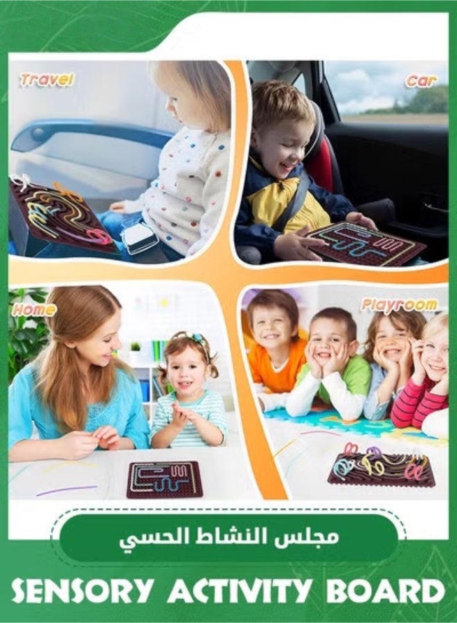 MIXDE 11 PCS Double-Sided Sensory Activity Board, Silicone Fidget Toy for Stress Relief, ADHD and Autism, Montessori Interactive Toys Educational Learning Toys  for Kids  Adults - Image 5