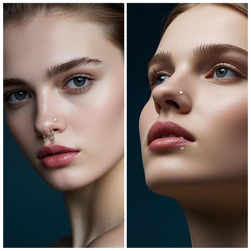Vsnnsns 16G Lip Rings Stainless Steel Horseshoe Snake Bite Monroe Labret Medusa Lip Piercing Jewelry Tragus Daith Helix Conch Cartilage Earrings Studs Piercing Jewelry For Women Men Silver 16 Gauge - Image 5