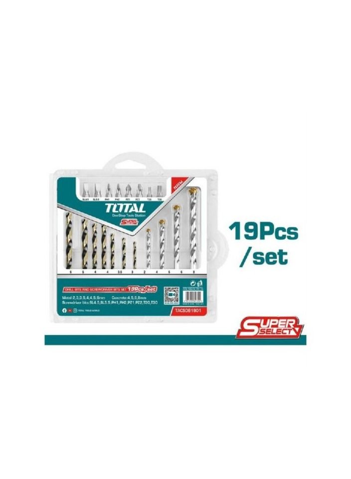 TOTAL A set of screwdriver and bits 19 pieces - Image 1