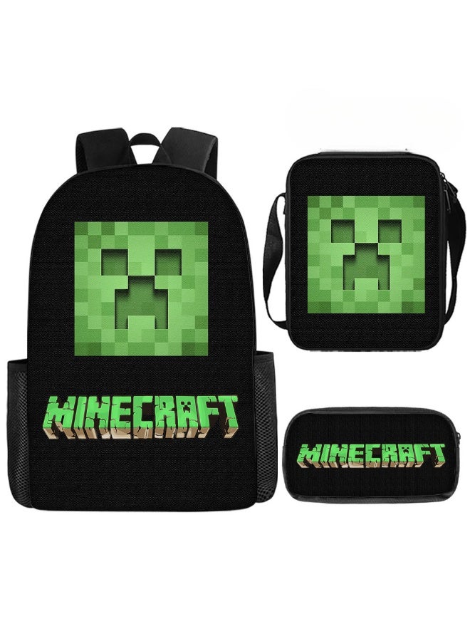 Minecraft backpack pencil case satchel three-piece suit men and women leisure sports travel backpack student school backpack - Image 1