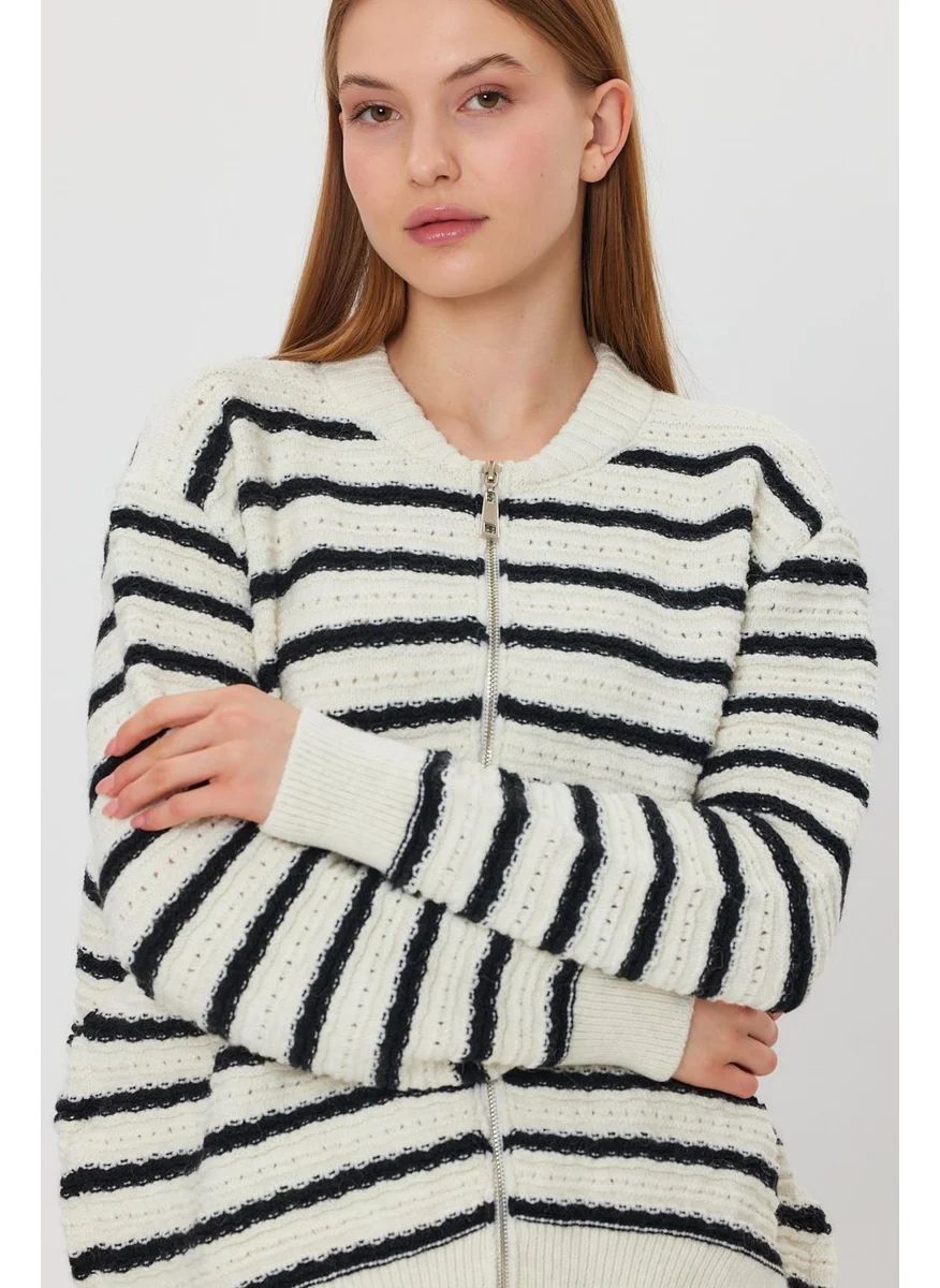 Alexander Gardi Striped Zippered Cardigan