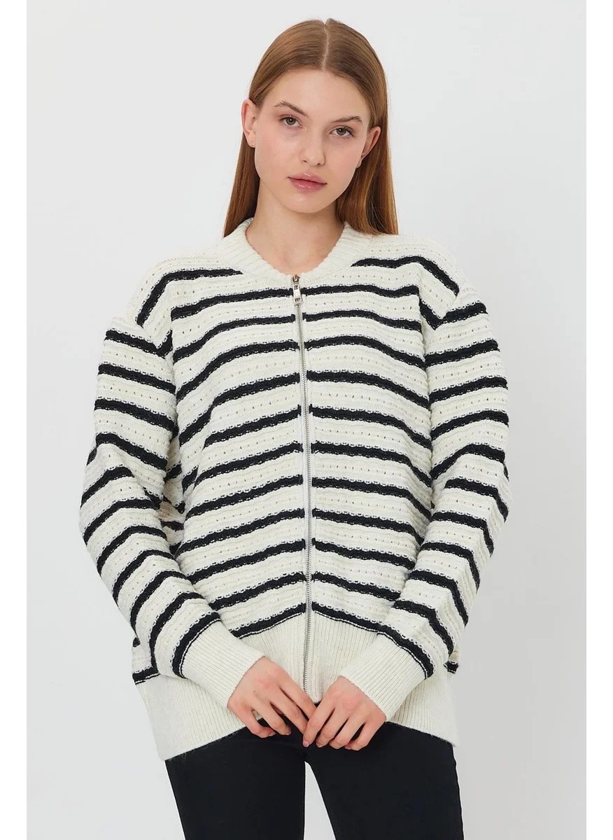 Alexander Gardi Striped Zippered Cardigan