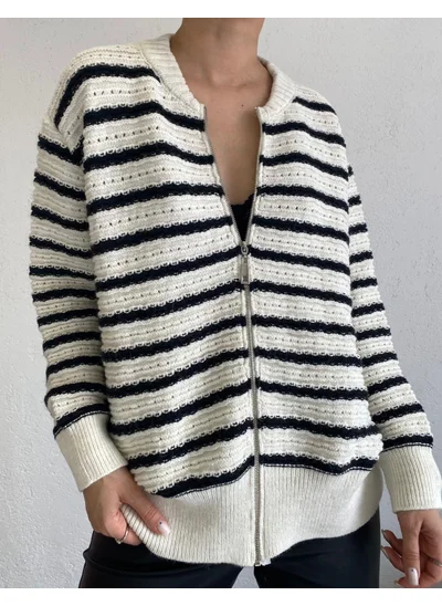 Alexander Gardi Striped Zippered Cardigan