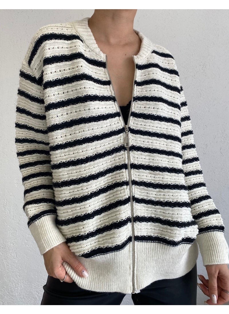 Alexander Gardi Striped Zippered Cardigan  - Image 1