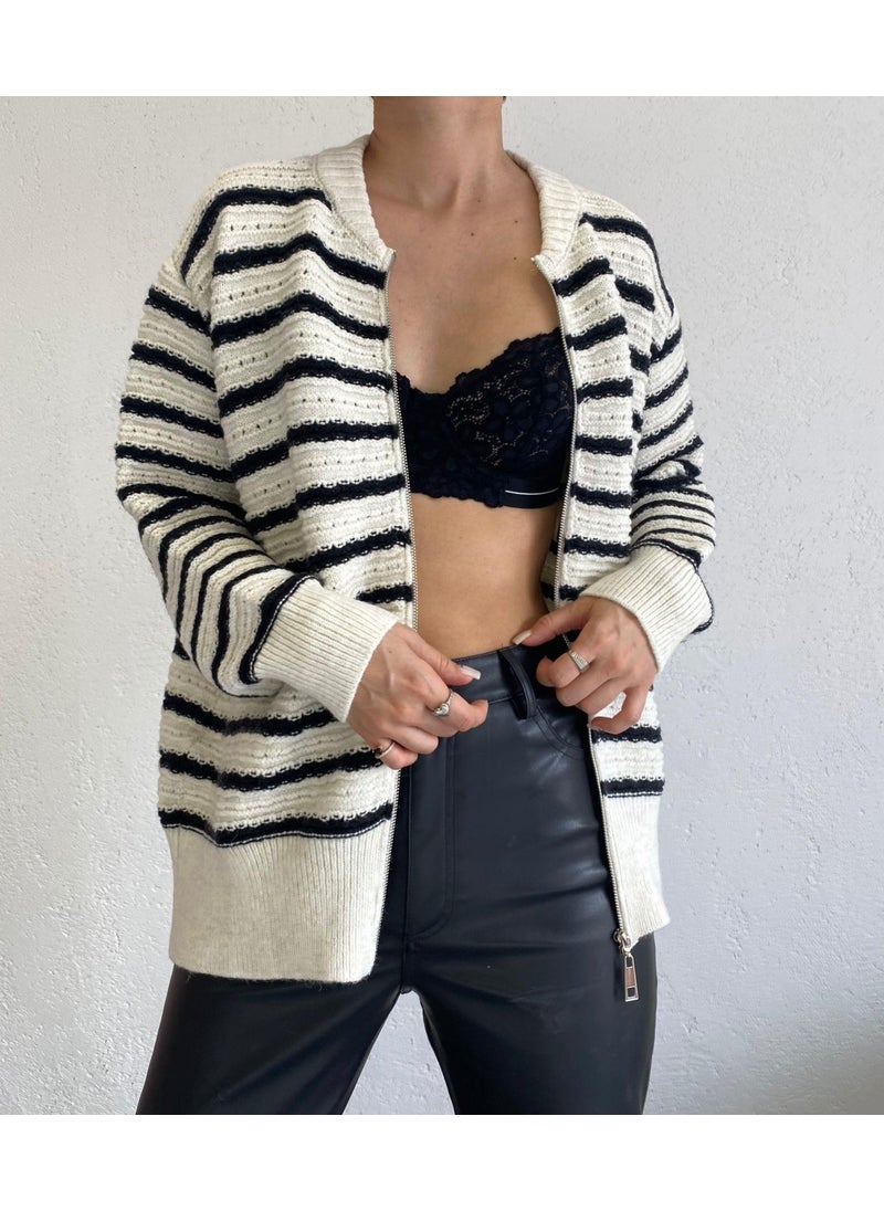 Alexander Gardi Striped Zippered Cardigan  - Image 2