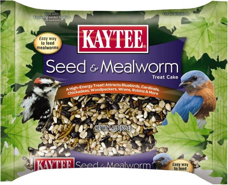 Kaytee Wild Bird Seed & Mealworm Seed Cake Food For Bluebirds, Chickadees, Woodpeckers and More, 1.4 Pound - Image 1