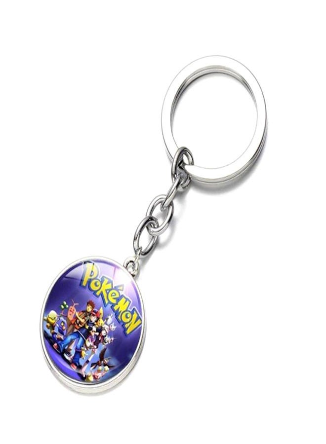 NIBEMINENT Fashion Silver Poke Mon Picture Glass Key Chain