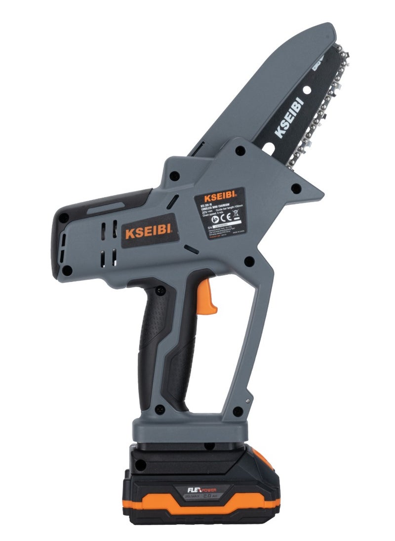 KSEIBI - KCS 20V-10, Cordless Mini Chainsaw, 1 Battery 201c, Portable Chainsaw, Lightweight, Garden Tool, Ideal for Trimming and Pruning Trees, Bushes, Cutting Wooden Planks, Gardening and Pruning. - Image 1