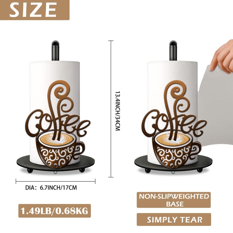 Hexagram Coffee Kitchen Decor, Coffee Paper Towel Holder, Cute Vintage for Bar Kitchen Bathroom Countertop Gifts for Women Men Housewarming - Image 2