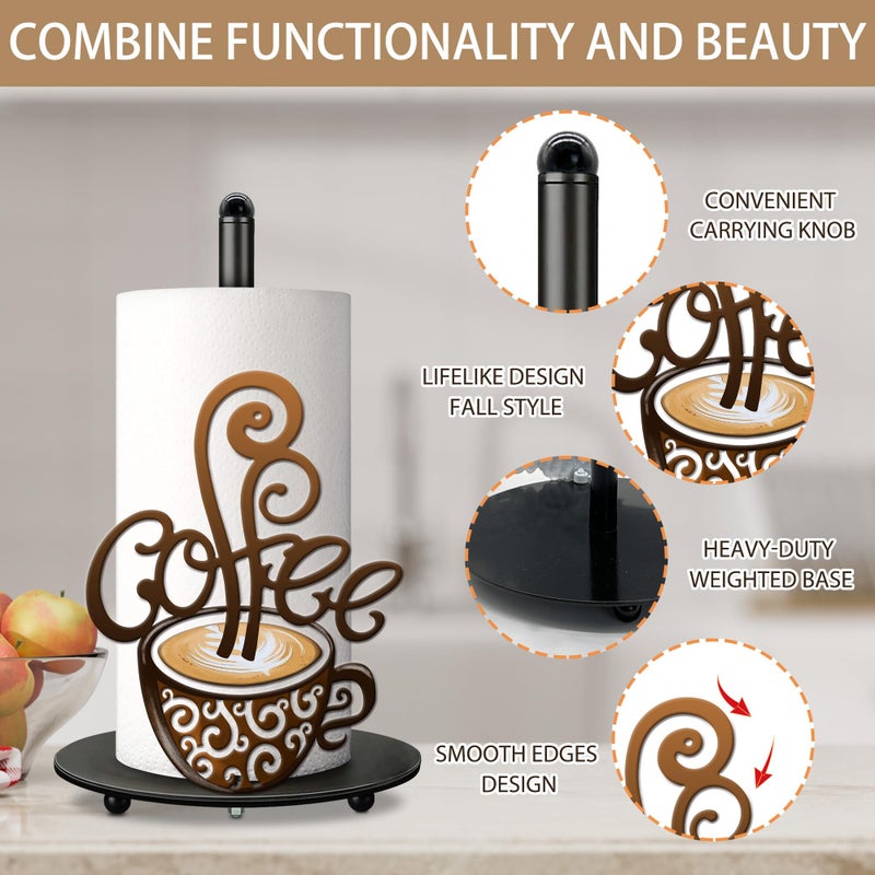Hexagram Coffee Kitchen Decor, Coffee Paper Towel Holder, Cute Vintage for Bar Kitchen Bathroom Countertop Gifts for Women Men Housewarming - Image 4