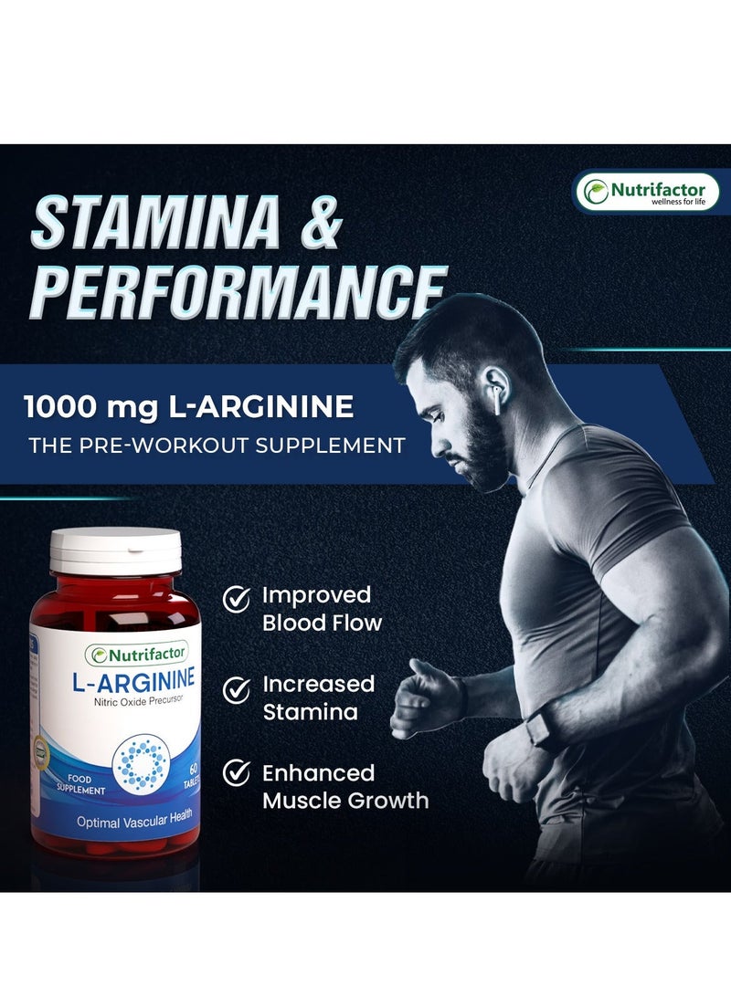 Nutrifactor L Arginine 1000mg Booster For Men  - Essential Amino Acid For Strength And Stamina 60 Tablets - Image 4