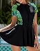 JadeRich Women One Piece Rash Guard Swimwear Short Sleeve Sun Protection Zipper Swim Dress Skirted Bathing Suit BlackGreen - Image 3