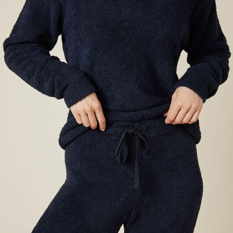 Softies Marshmallow V Neck Lounge Set for Women Ultra Soft 2 Piece Loungewear with Relaxed Top and Straight Leg Pants, Black, M - Image 4