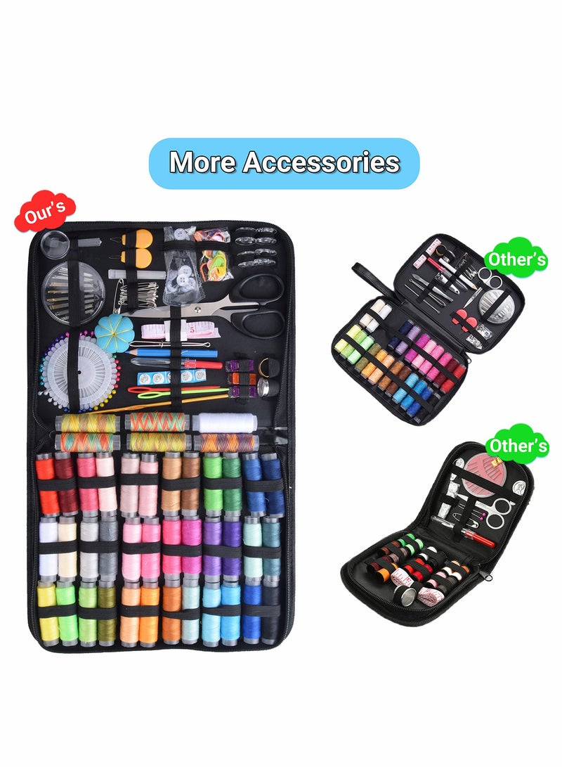 Sewing Kit, 226 Premium Sewing Supplies with PU Case, 43 XL Thread Spools, Thimble, Thread, Needle for Beginners/Professionals/Adults, DIY and Home Button Repair Kit