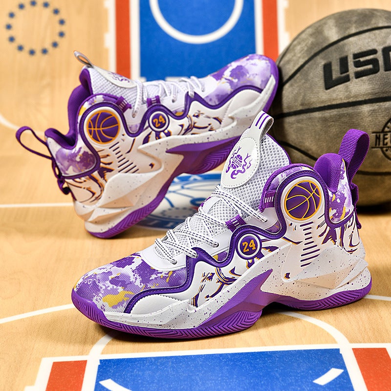 Boys' Sneaker New Children'S Shoes Cement Ground Competition Training Basketball Shoes Middle And Big Children Boys' Student Running Shoes - Image 3