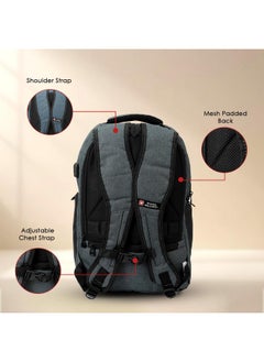 SWISS MILITARY Swiss Military Multipurpose Laptop Backpack with USB Charging Port, Anti Theft Laptop Compartment, Wear Resistant with Rain Cover, Travel Backpack for Men |Bagpacker Bag for Men, 28L, Black & Blue, 1  - Image 4