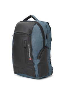 SWISS MILITARY Swiss Military Multipurpose Laptop Backpack with USB Charging Port, Anti Theft Laptop Compartment, Wear Resistant with Rain Cover, Travel Backpack for Men |Bagpacker Bag for Men, 28L, Black & Blue, 1  - Image 2