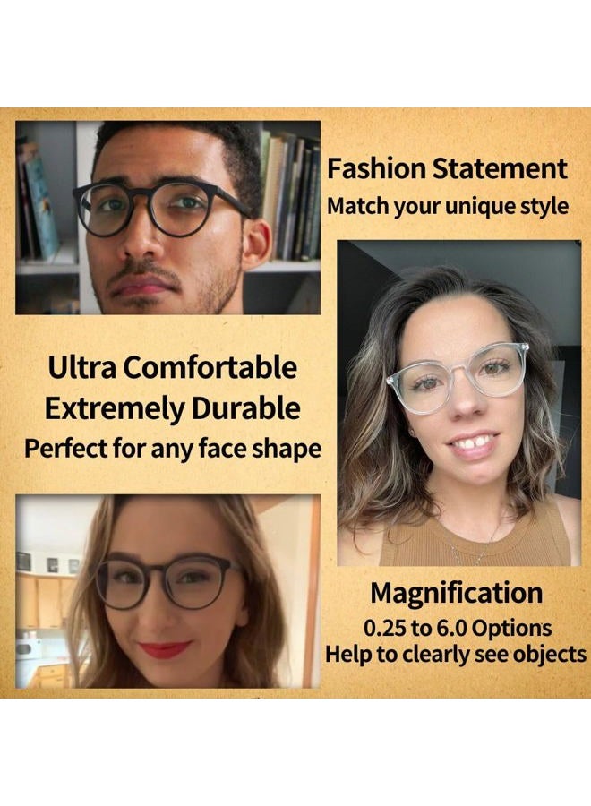 Optifine Blue Light Blocking Glasses for Women Computer Reading Glasses for Men Retro Round Frame Crystal 0 - Image 2
