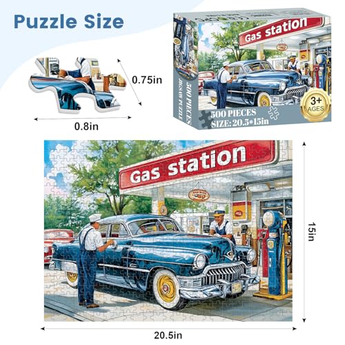 VOLUVOLU 500 Pieces Jigsaw Puzzles for Adults Gas Station Puzzle for Adults Seniors Retro Style Puzzle 500 Pieces Gift for Birthday Home Decor Fun for Family Entertainment205 15 in - Image 5