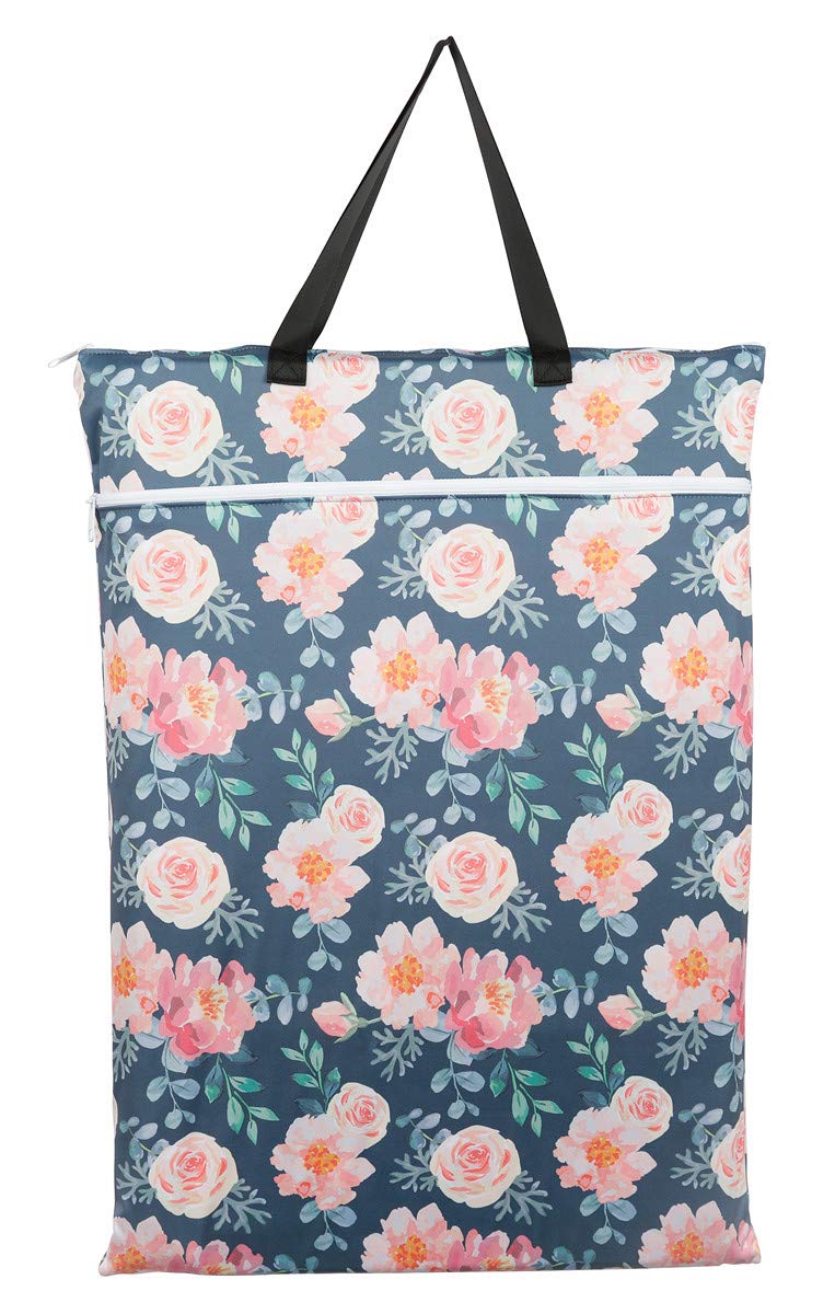 Hibaby Large Hanging Wet/Dry Cloth Diaper Pail Bag for Reusable Diapers or Laundry (Rose) - Image 1
