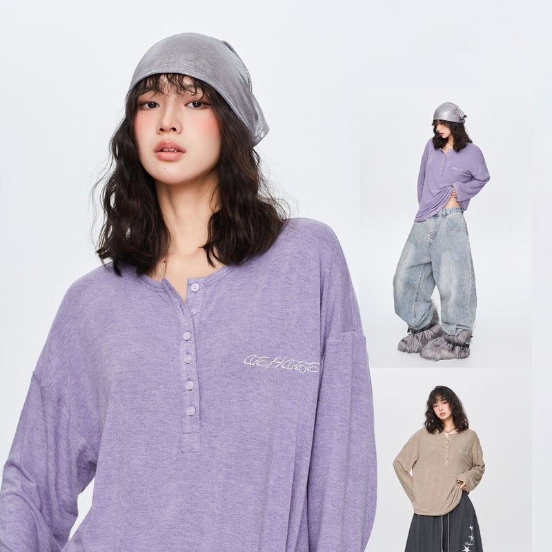 Unisex Old Money Minimalist Long Sleeve Henley T-Shirt - Image 1