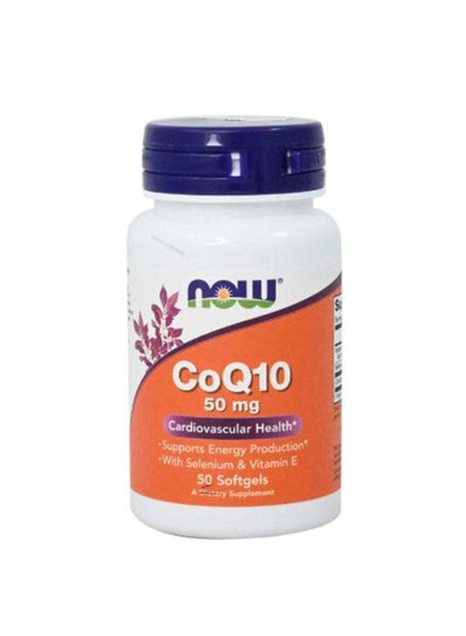 now CoQ10 50mg Cardiovascular Health Support Energy Production with Vitamin E and Selenium 50 Softgel
