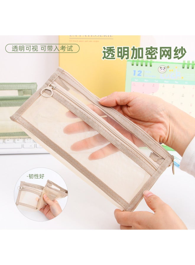 HELPS Double-layer Three-dimensional Transparent Mesh Pen Bag Large Capacity Pencil Bag For Primary School Students Examination Special Zipper Stationery Box - Image 4