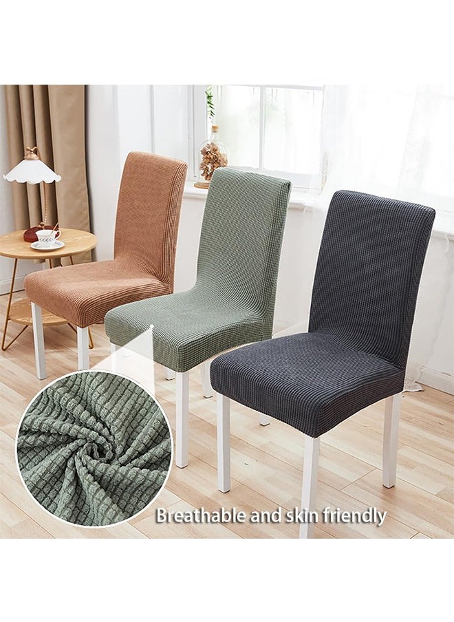 JCB CHIC - Dining Chair Cover, Soft Stretch Embossed Stereo Jacquard Cover Non-slip Waterproof Washable Removable Chair Cover for Home, Dining, Banquet, Kitchen Dining Chair Protector(4pcs) - Image 1