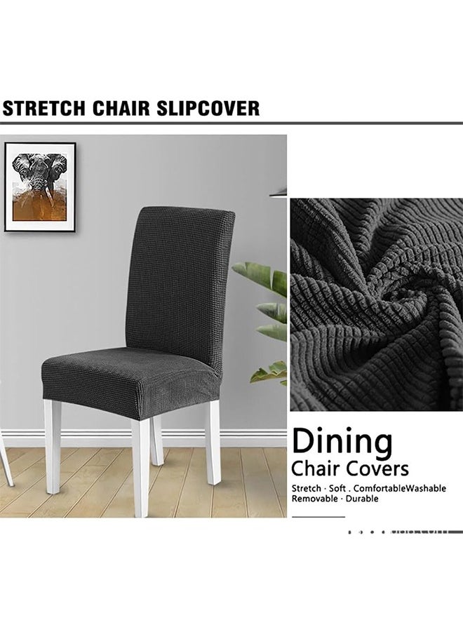 JCB CHIC - Dining Chair Cover, Soft Stretch Embossed Stereo Jacquard Cover Non-slip Waterproof Washable Removable Chair Cover for Home, Dining, Banquet, Kitchen Dining Chair Protector(4pcs) - Image 1
