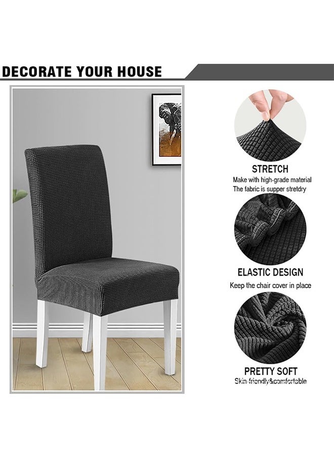 JCB CHIC - Dining Chair Cover, Soft Stretch Embossed Stereo Jacquard Cover Non-slip Waterproof Washable Removable Chair Cover for Home, Dining, Banquet, Kitchen Dining Chair Protector(4pcs) - Image 1