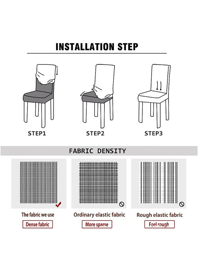 JCB CHIC - Dining Chair Cover, Soft Stretch Embossed Stereo Jacquard Cover Non-slip Waterproof Washable Removable Chair Cover for Home, Dining, Banquet, Kitchen Dining Chair Protector(4pcs) - Image 1