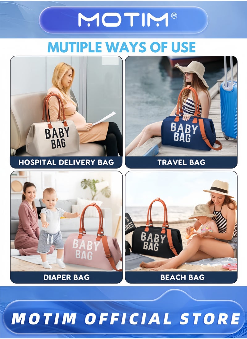 Motim - Diaper Bag Tote with 2 Organizer Pouches Mommy Bag for Hospital Baby Hospital Bag Large Capacity Waterproof Baby Bag for Labor and Delivery with Pouches and Straps - Image 1