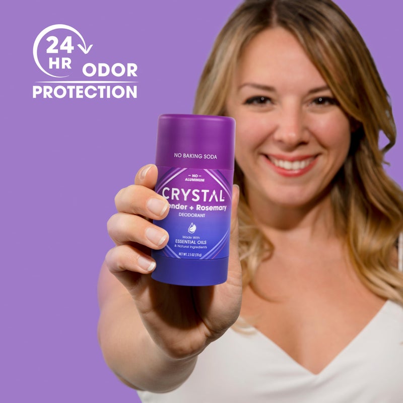 CRYSTAL ESSENCE مزيل عرق صلب من المغنيسيوم كريستال طبيعي، لافندر + إكليل الجبل، 2.5 أونصة (عبوة من 2) - Image 2