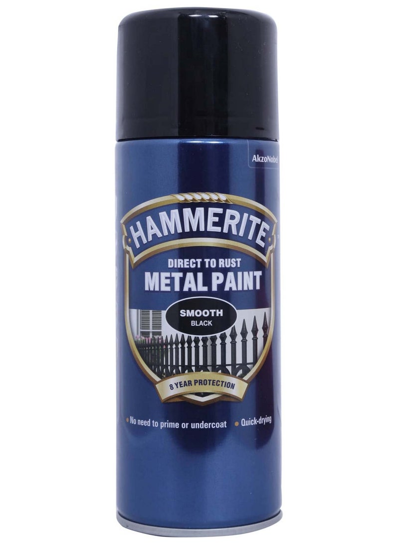 Hammerite Smooth Black Direct To Rust Metal Spray Paint 400 ML - Image 1
