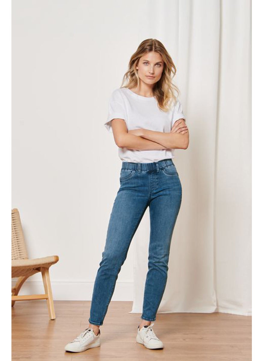 Tchibo Women Skinny Fit Mid Rise Stretchable Jeans, Mid Wash Blue  - Image 1