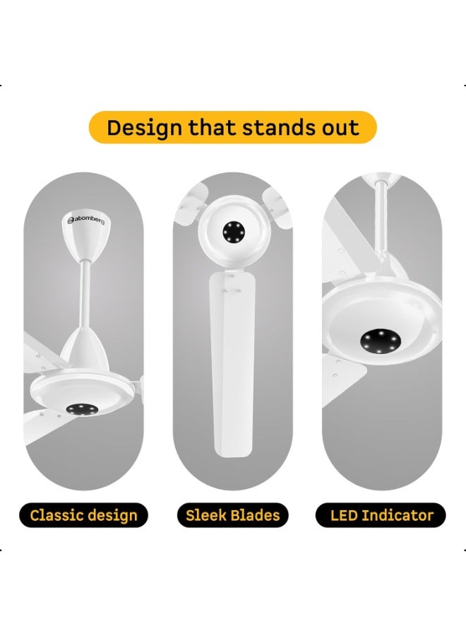 atomberg Efficio Alpha 1200mm BLDC Ceiling Fan with Remote Control | BEE 5 star Rated Energy Efficient Ceiling Fan | High Air Delivery with LED Indicators | 2 Year Warranty (Gloss White) - Image 3