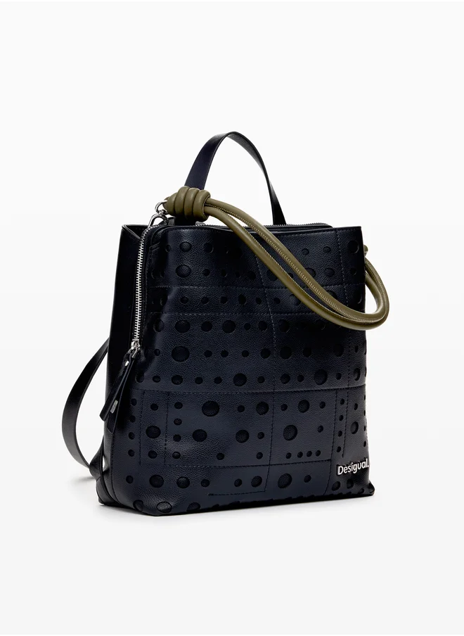DESIGUAL Circle Pattern Faux Leather Backpack