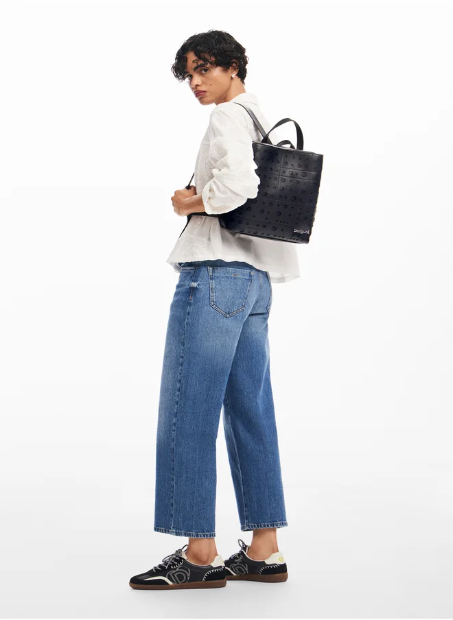 DESIGUAL Circle Pattern Faux Leather Backpack