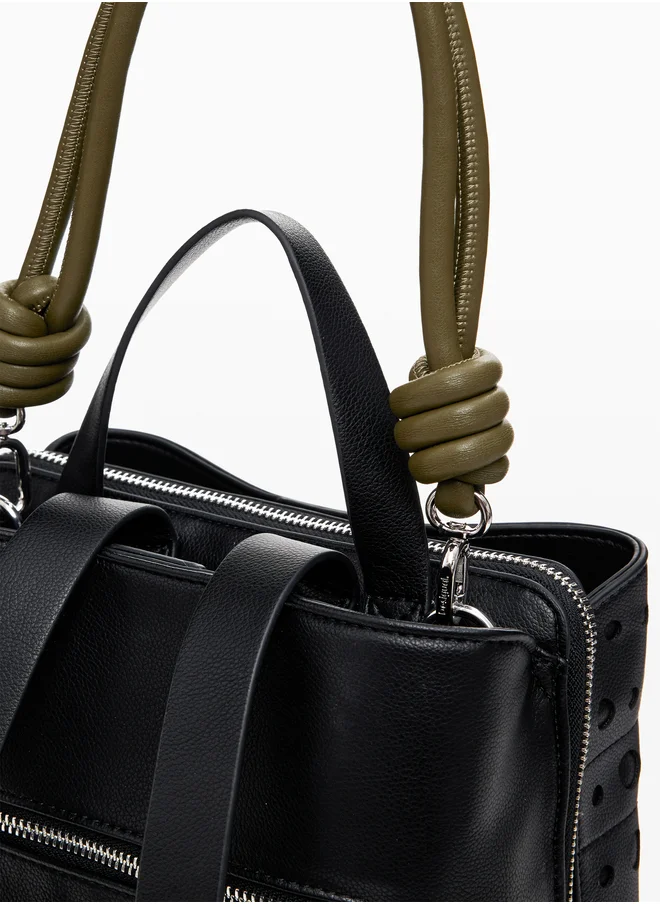 DESIGUAL Circle Pattern Faux Leather Backpack